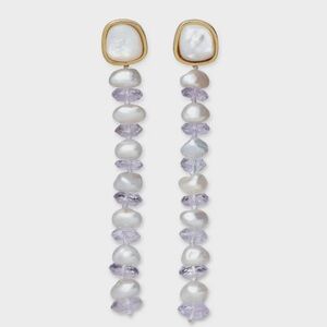 Lizzie Fortunato Wisteria Column Earrings Pearl & Amethyst
